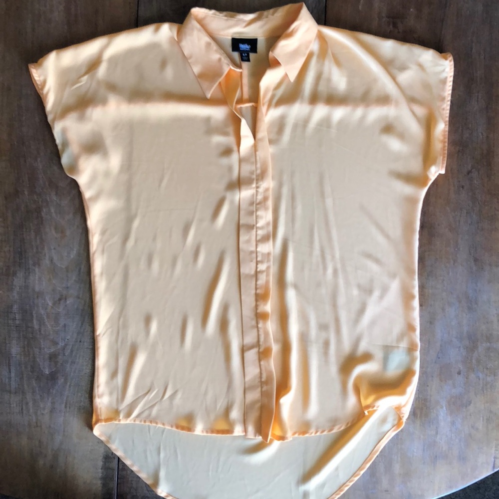Orange, sheer shirt/ blouse.